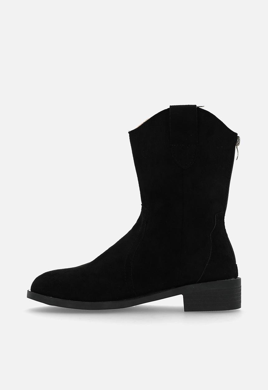 Pop Candy - Faux Suede cow boy boots-black
