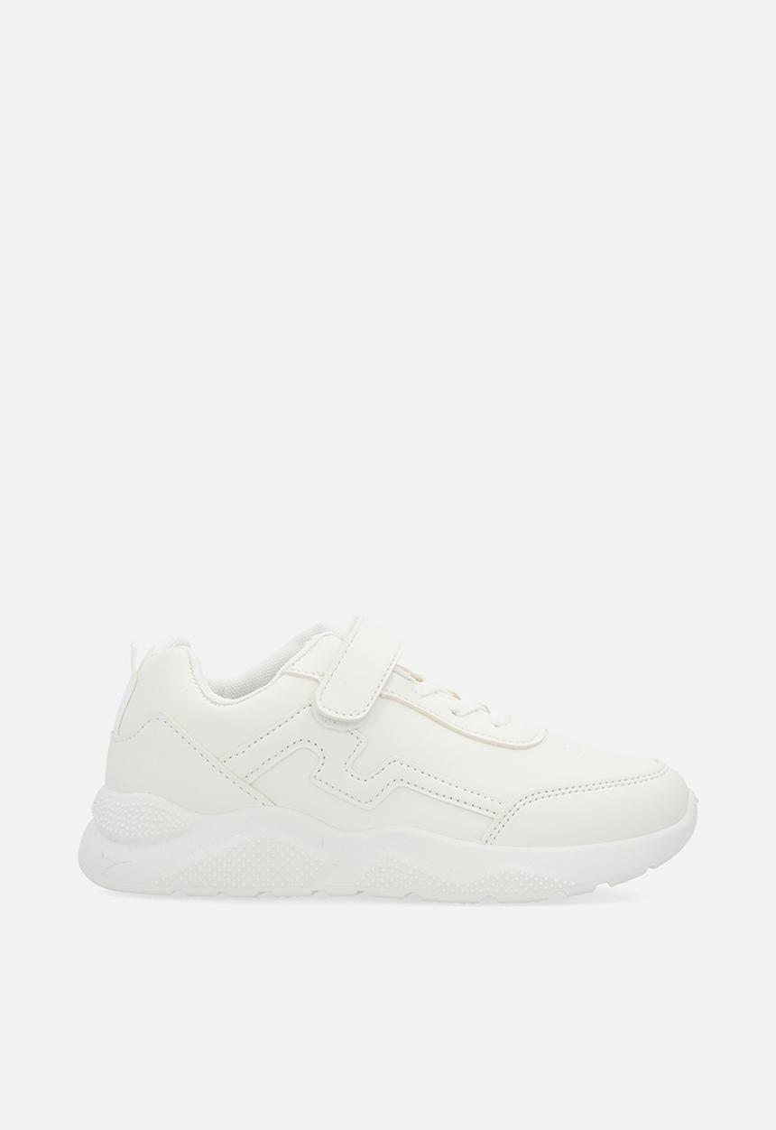 Pop Candy - Adjustable strap fastener & lace sneakers - white