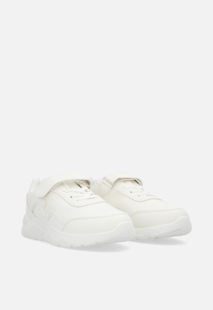 Pop Candy - Adjustable strap fastener & lace sneakers - white