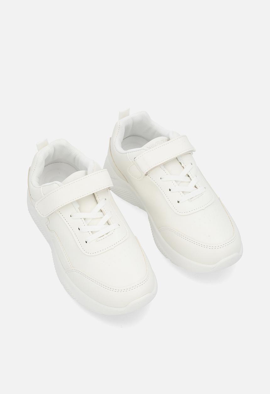 Pop Candy - Adjustable strap fastener & lace sneakers - white