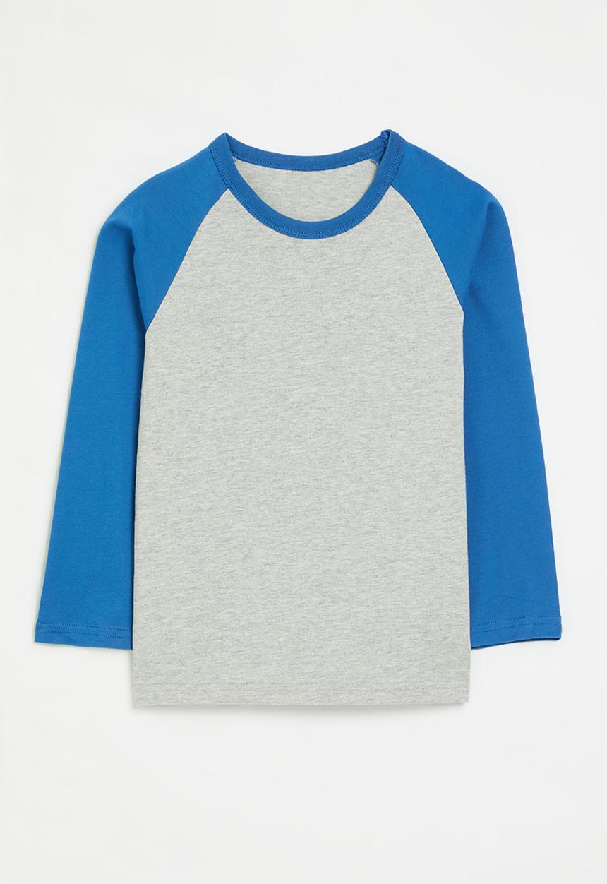 Pop Candy - Colour block reglan tee - royal blue & grey