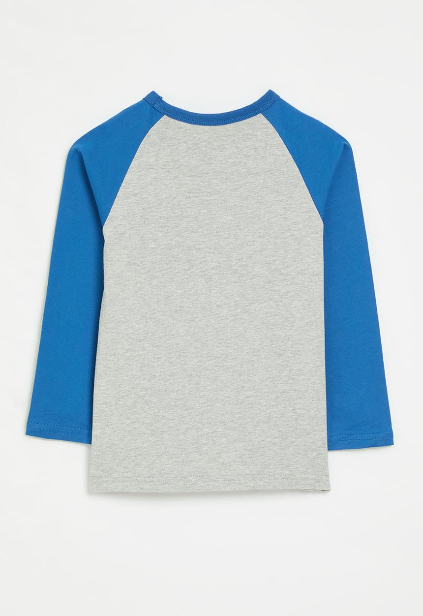 Pop Candy - Colour block reglan tee - royal blue & grey