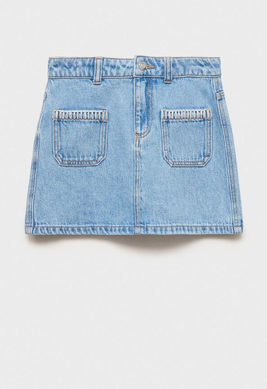 MANGO - Skirt bruna - open blue