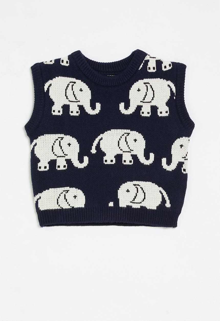 Pop Candy - Printed vest - navy & white