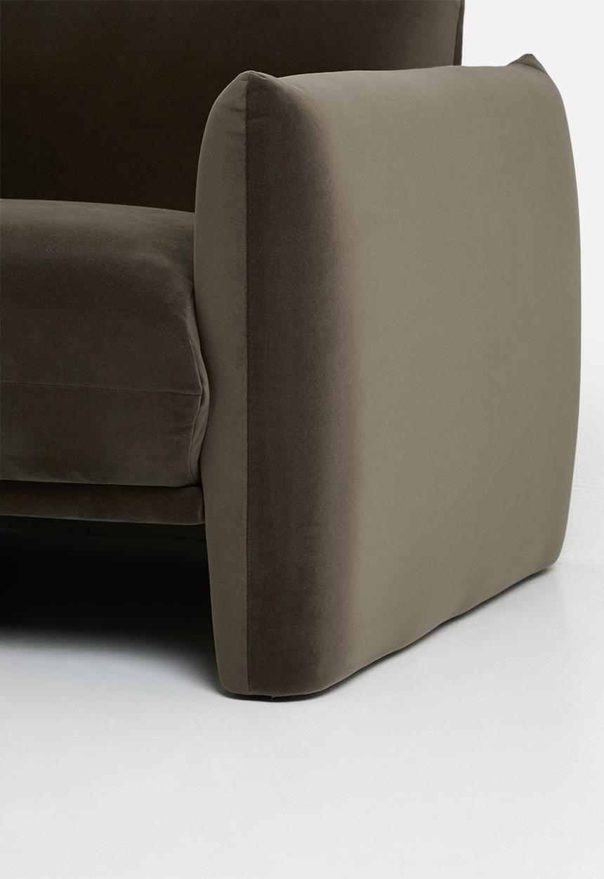 Sixth Floor - Signe single seater velvet sofa-chocolate grey