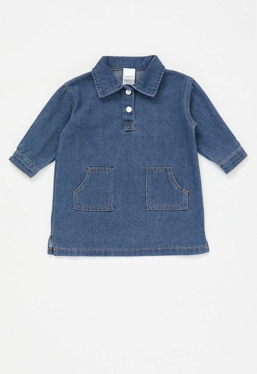 Pop Candy - Collared denim dress - blue