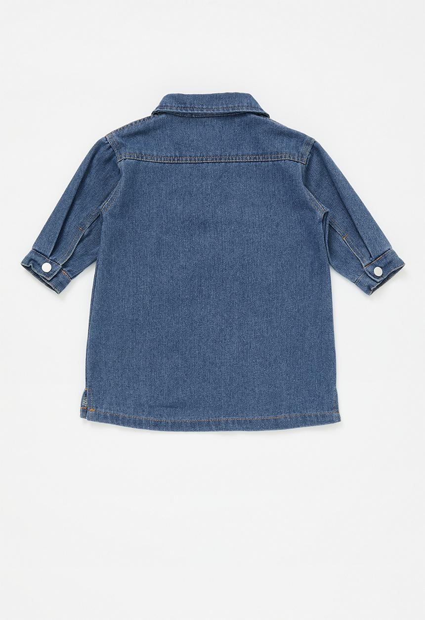Pop Candy - Collared denim dress - blue