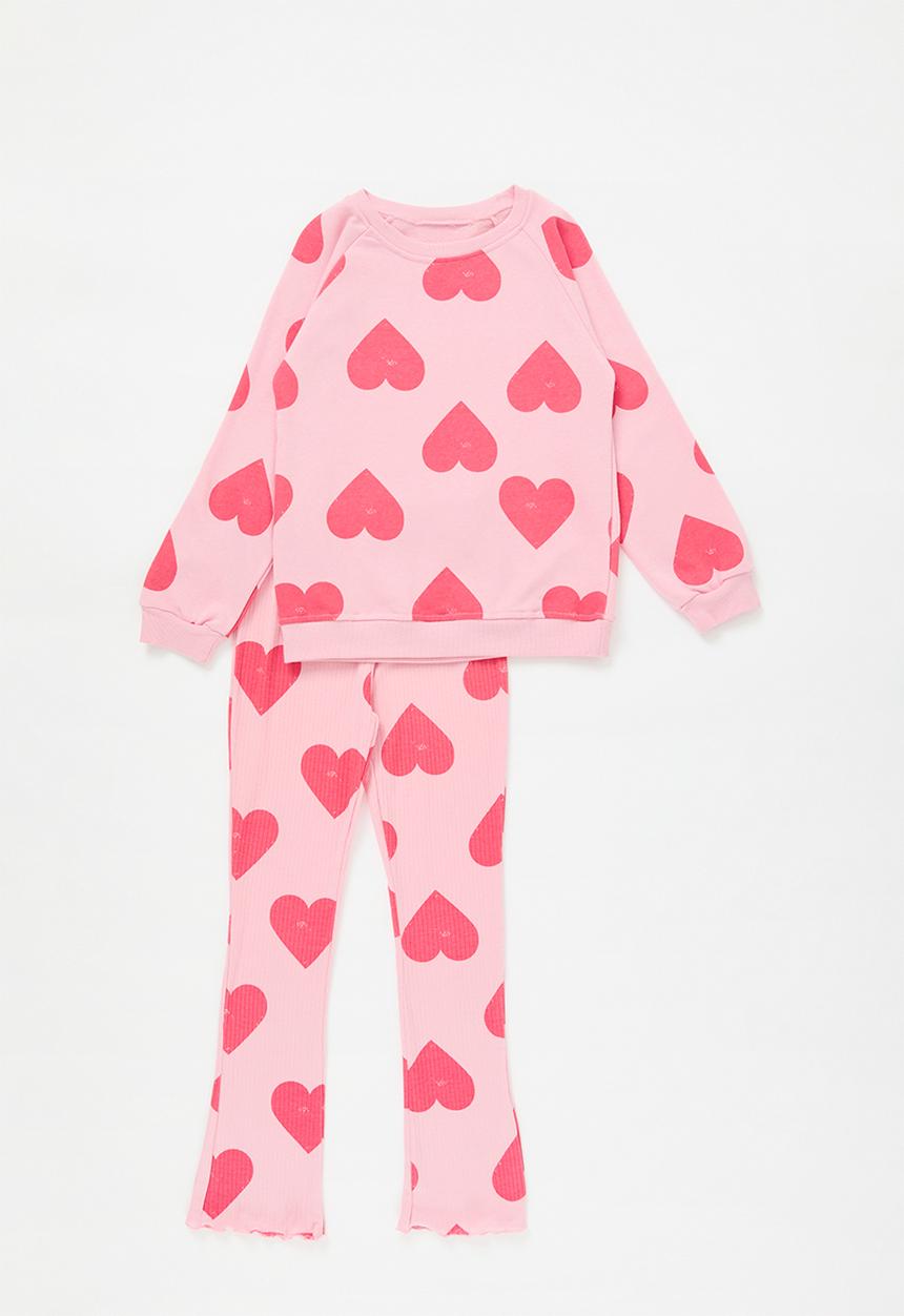 Pop Candy - Heart print sweat top & legging set-pink