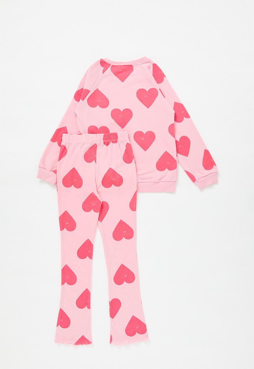 Pop Candy - Heart print sweat top & legging set-pink