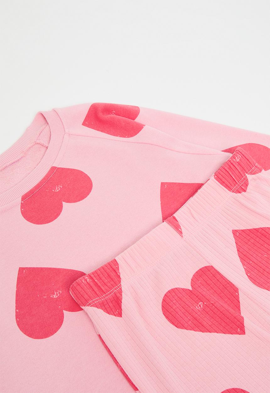 Pop Candy - Heart print sweat top & legging set-pink