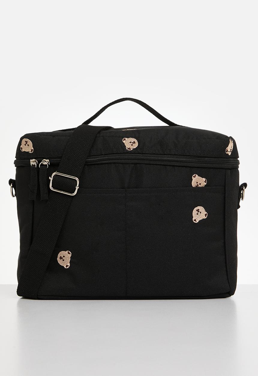 Pop Candy - Bear print diaper bag-black & brown