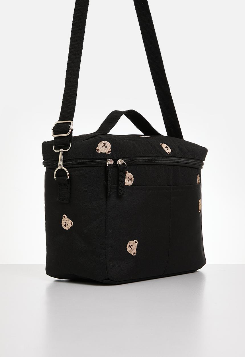 Pop Candy - Bear print diaper bag-black & brown