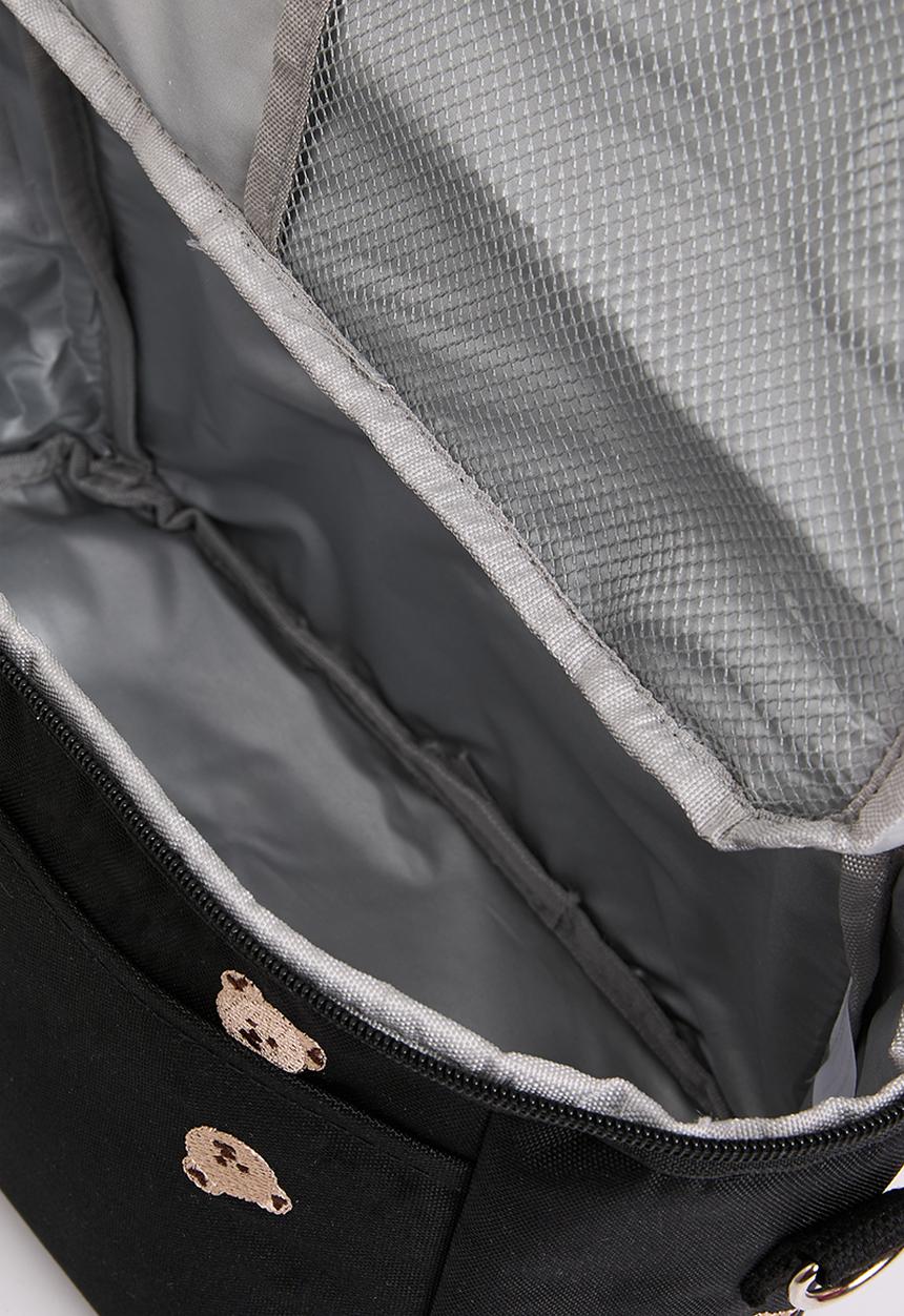 Pop Candy - Bear print diaper bag-black & brown