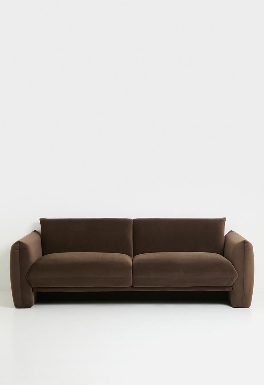 Sixth Floor - Signe 3 seater velvet sofa-chocolate grey