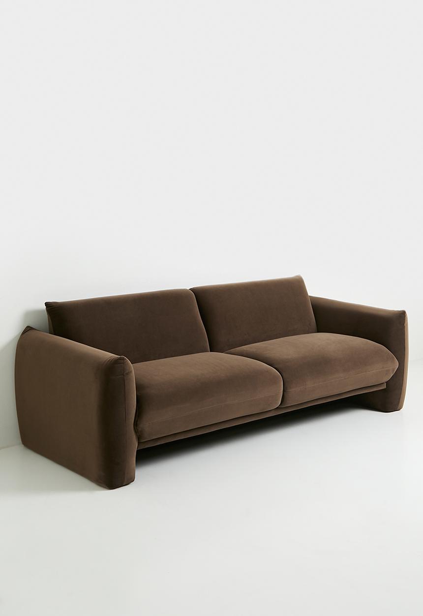 Sixth Floor - Signe 3 seater velvet sofa-chocolate grey