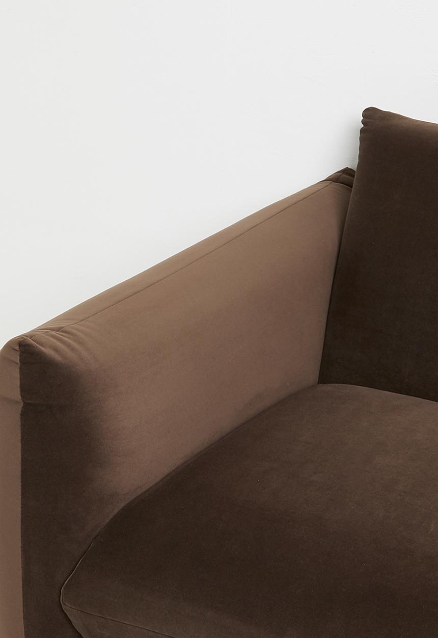 Sixth Floor - Signe 3 seater velvet sofa-chocolate grey