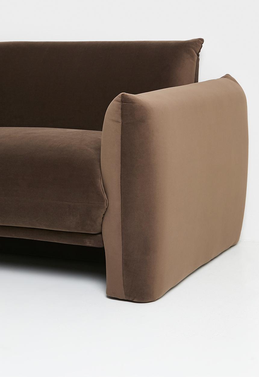 Sixth Floor - Signe 3 seater velvet sofa-chocolate grey