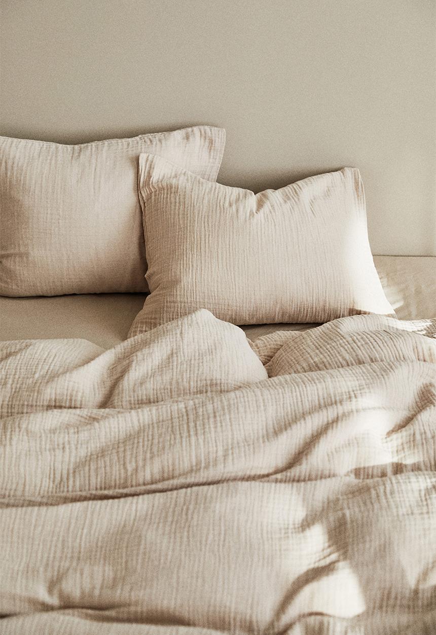 H&M - Muslin single duvet cover set - light beige
