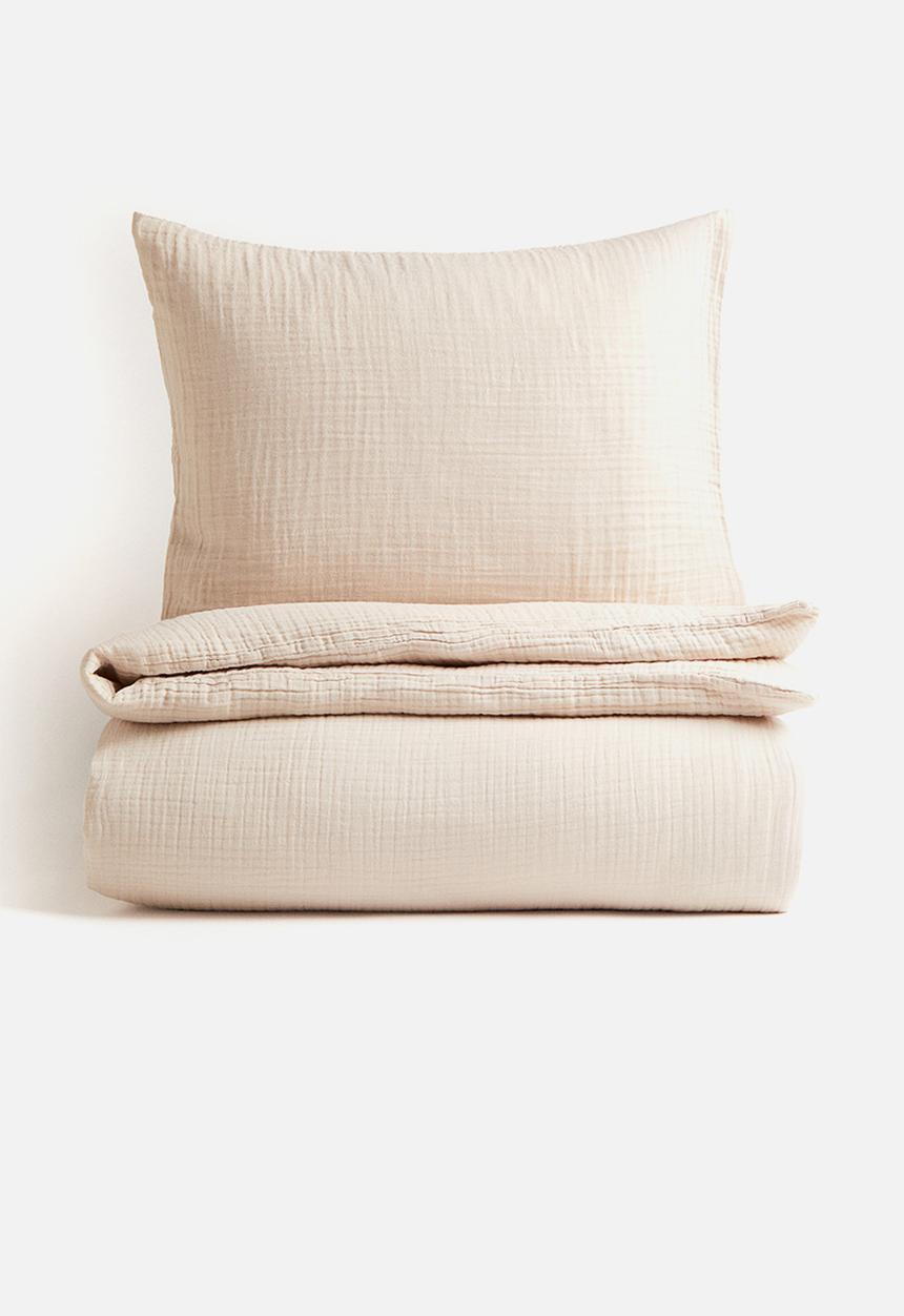 H&M - Muslin single duvet cover set - light beige
