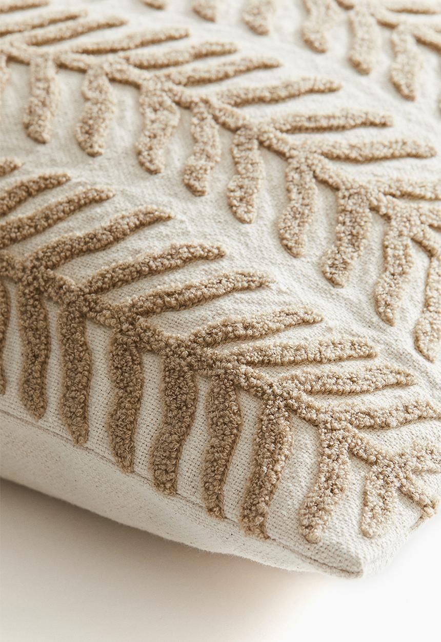H&M - Embroidered cushion cover - light beige vines