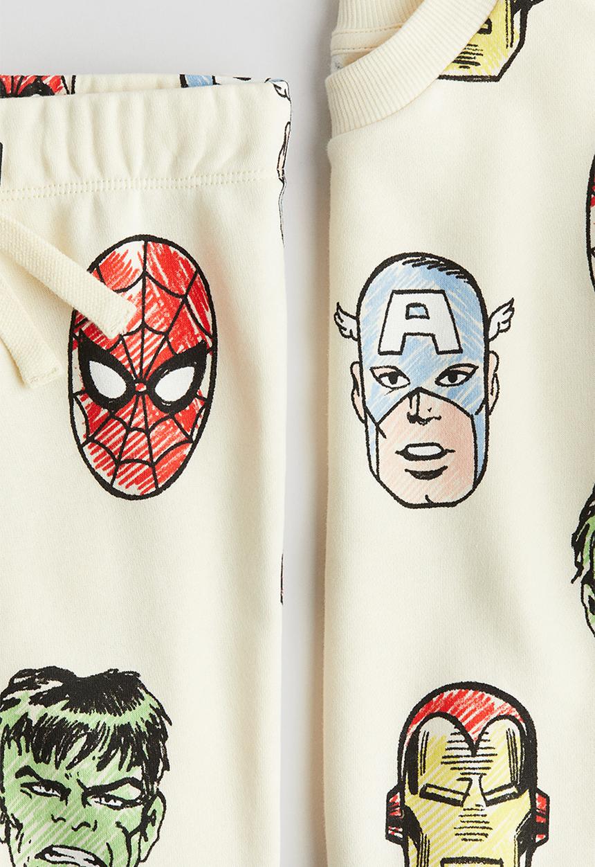 H&M - 2-Piece printed sweatshirt set - light yellow & marvel comics