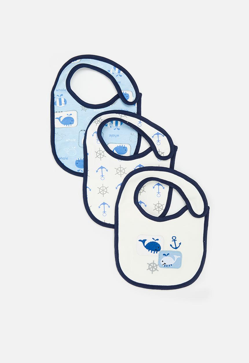 Pop Candy - 3 Pack printed bib set-blue & white