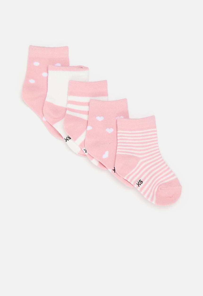 Pop Candy - 5 Pack sock set-pink & white