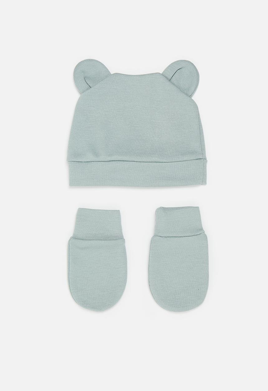 Pop Candy - Beanie & mitten set-sage green