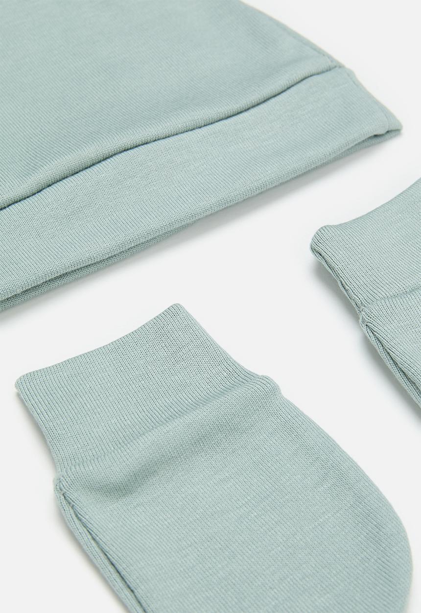 Pop Candy - Beanie & mitten set-sage green