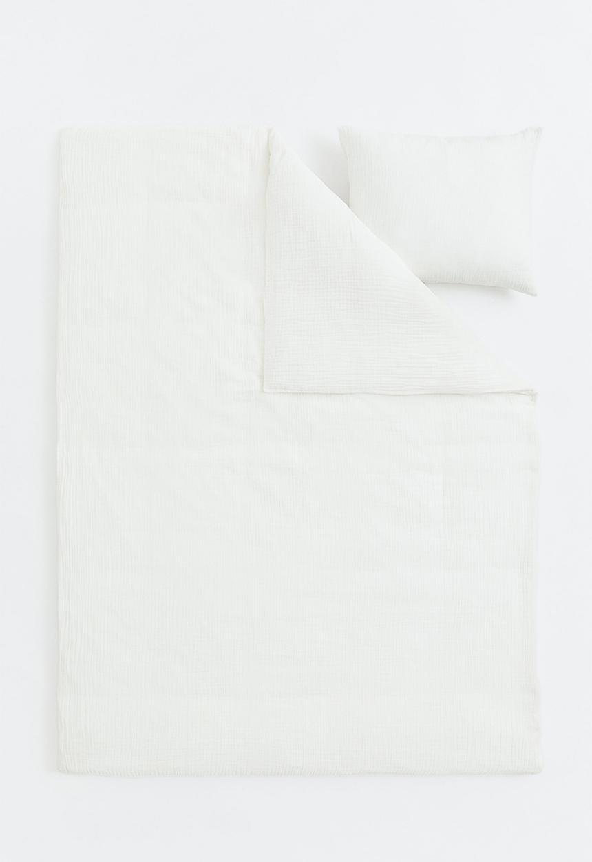 H&M - Muslin single duvet cover set - white