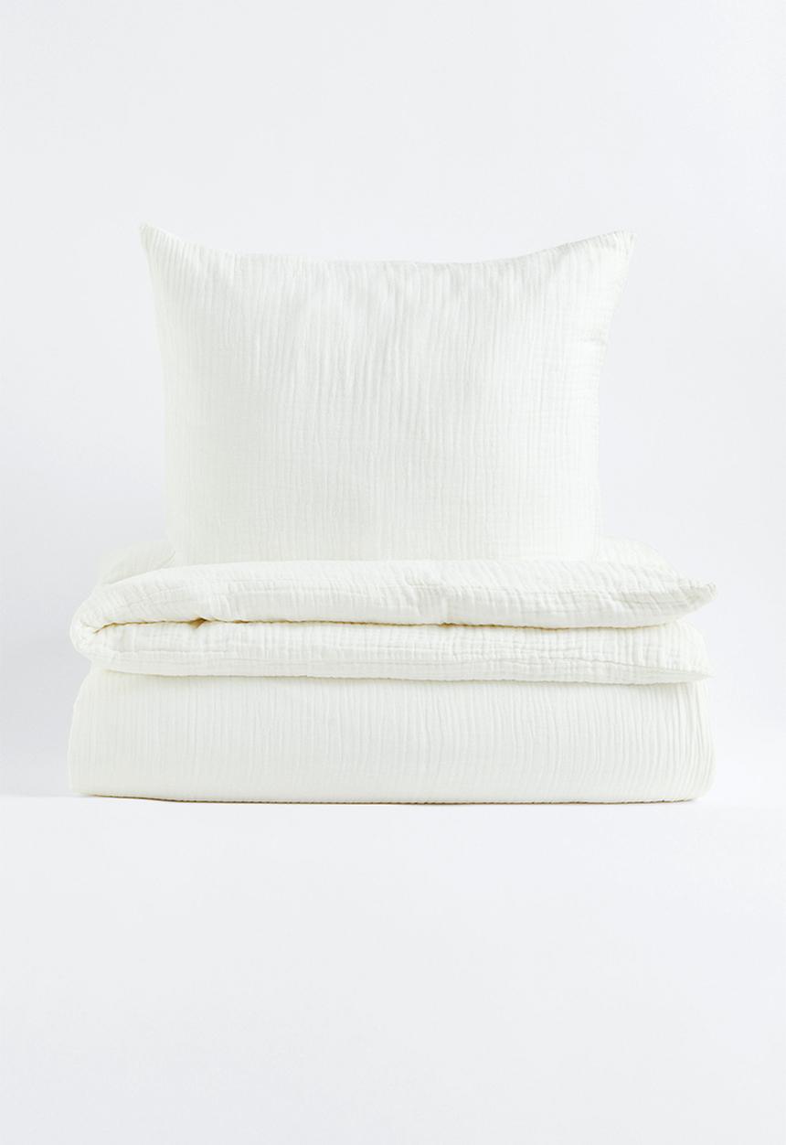 H&M - Muslin single duvet cover set - white