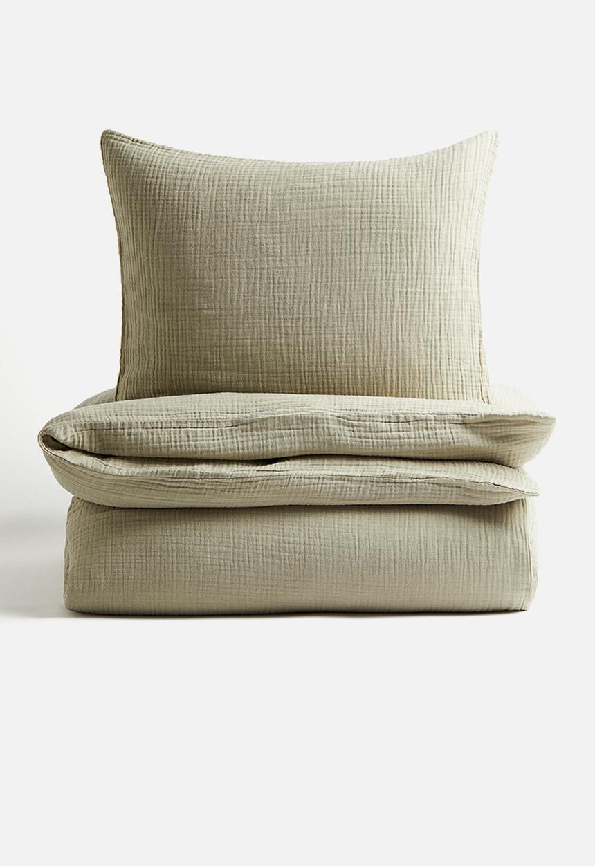 H&M - Muslin single duvet cover set - light dusty green
