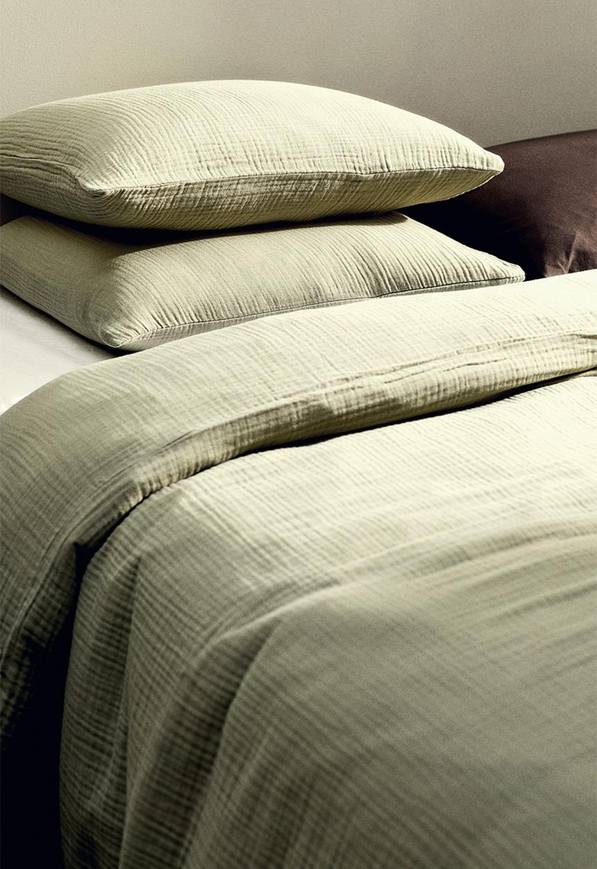 H&M - Muslin single duvet cover set - light dusty green