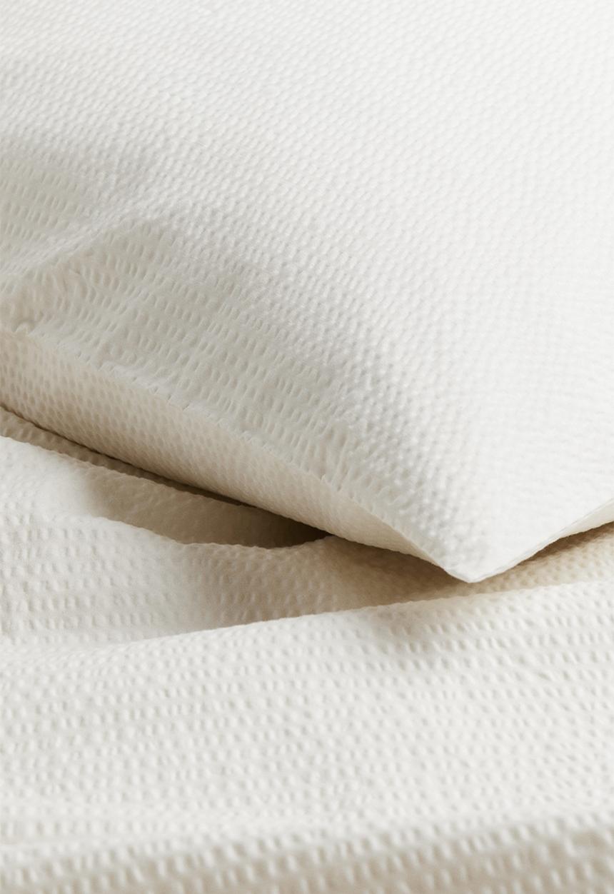 H&M - Seersucker single duvet cover set - cream 