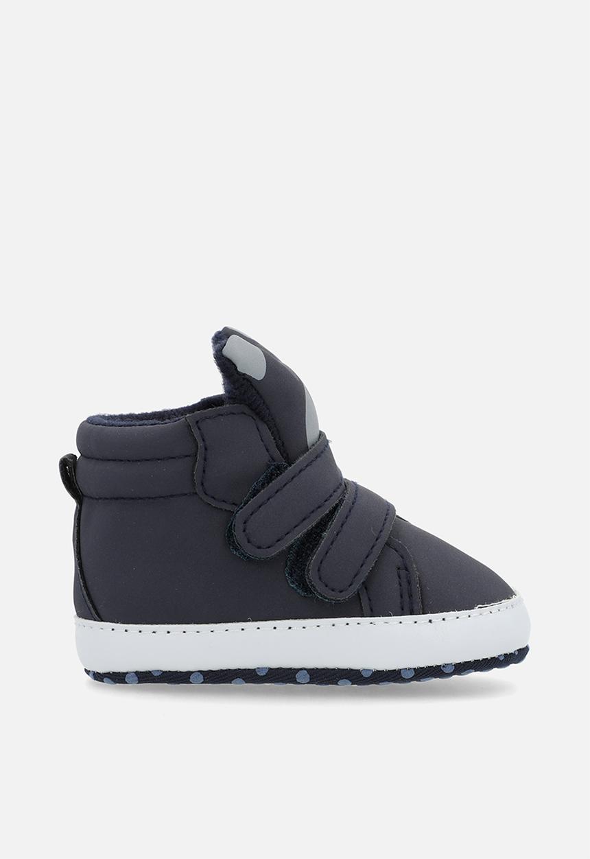 Pop Candy - Twin adjustable strap fastener hi top sneakers-navy blue