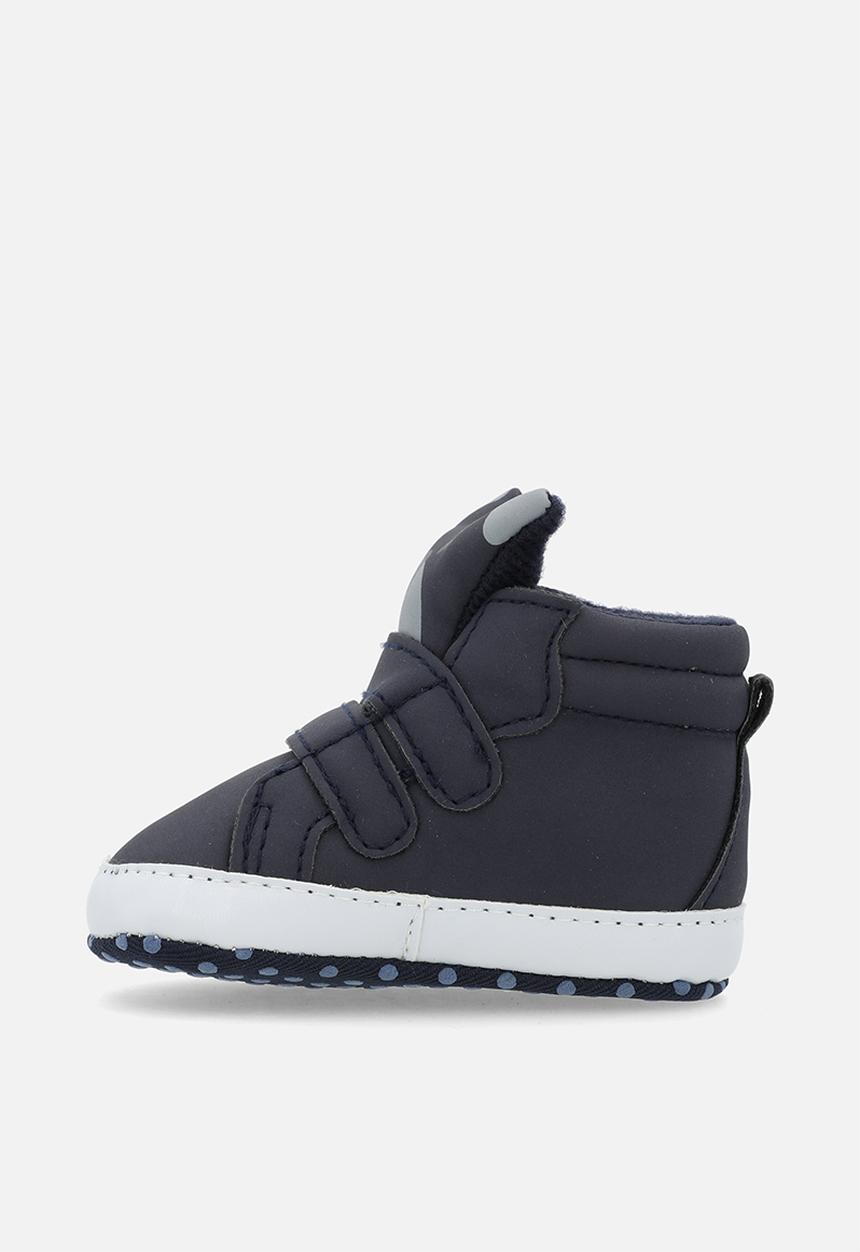 Pop Candy - Twin adjustable strap fastener hi top sneakers-navy blue