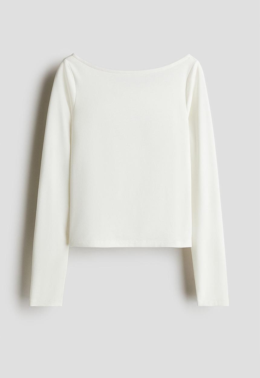 H&M - Cut-out jersey top - white