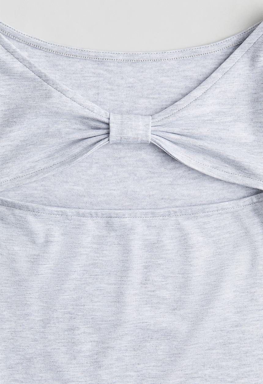 H&M - Cut-out jersey top - light grey marl