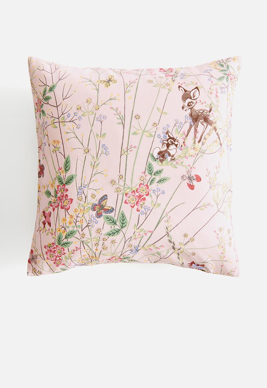 H&M - Patterned cotton cushion cover - pink bambi