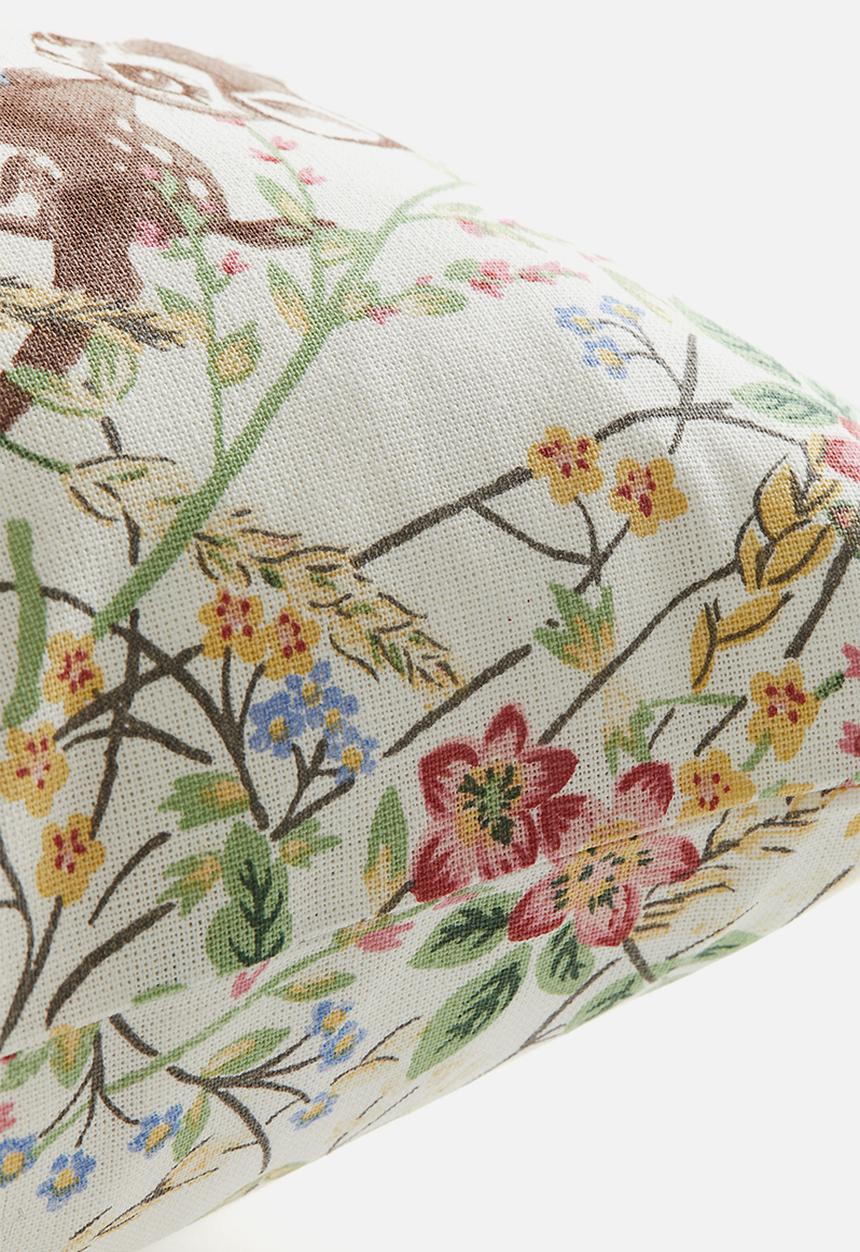 H&M - Patterned cotton cushion cover - white bambi 