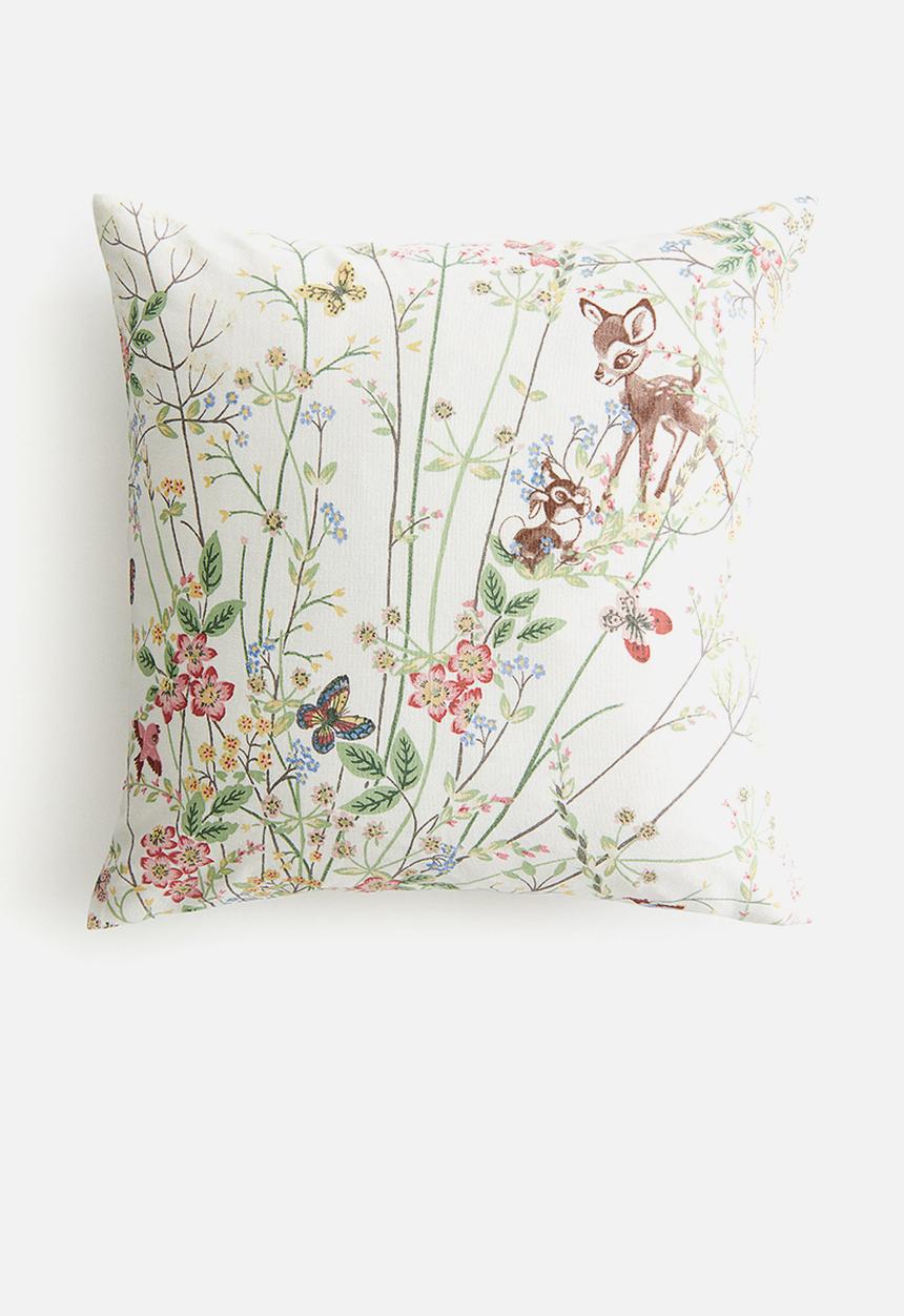 H&M - Patterned cotton cushion cover - white bambi 