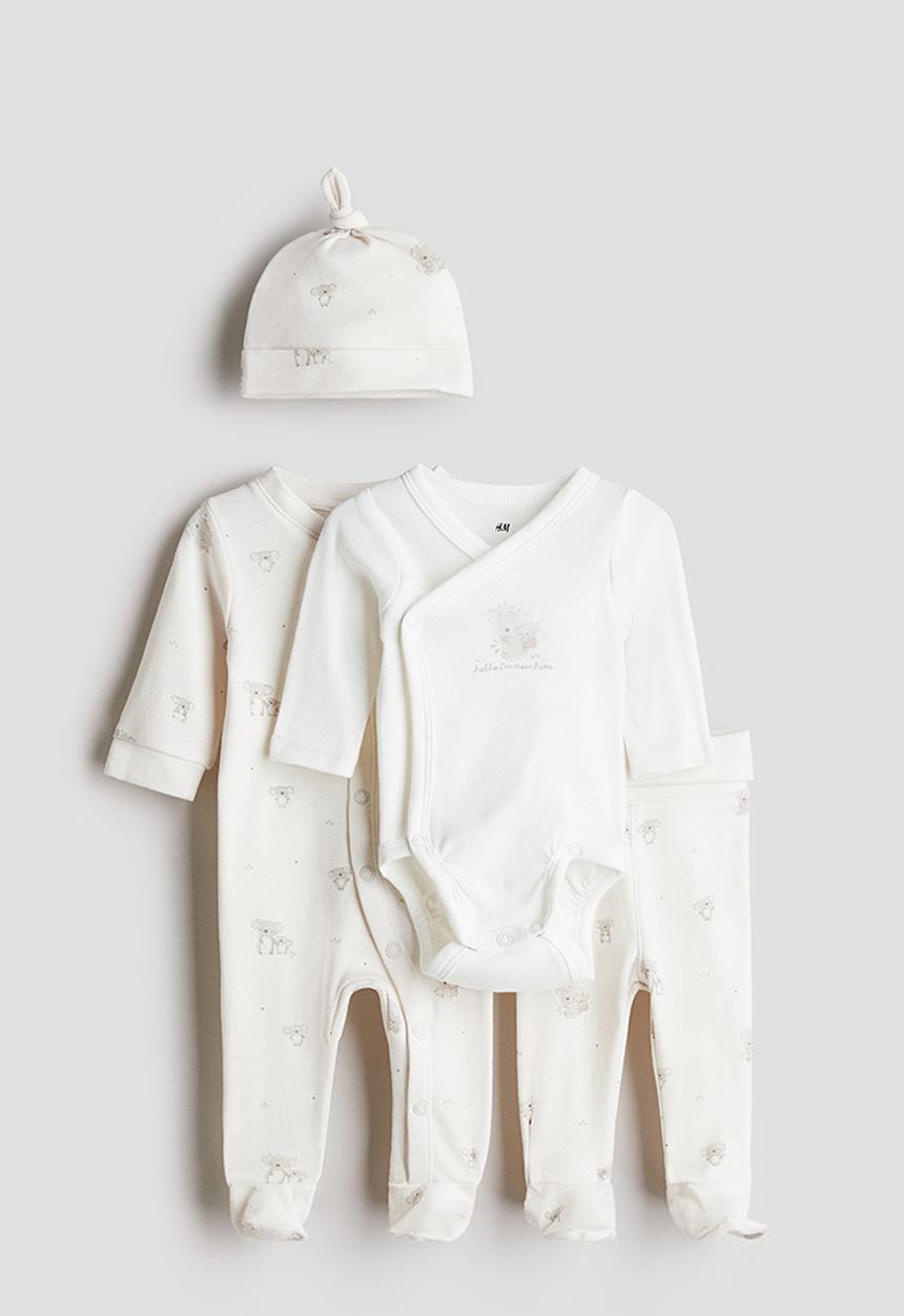 H&M - 4-Piece cotton jersey gift set - cream koalas