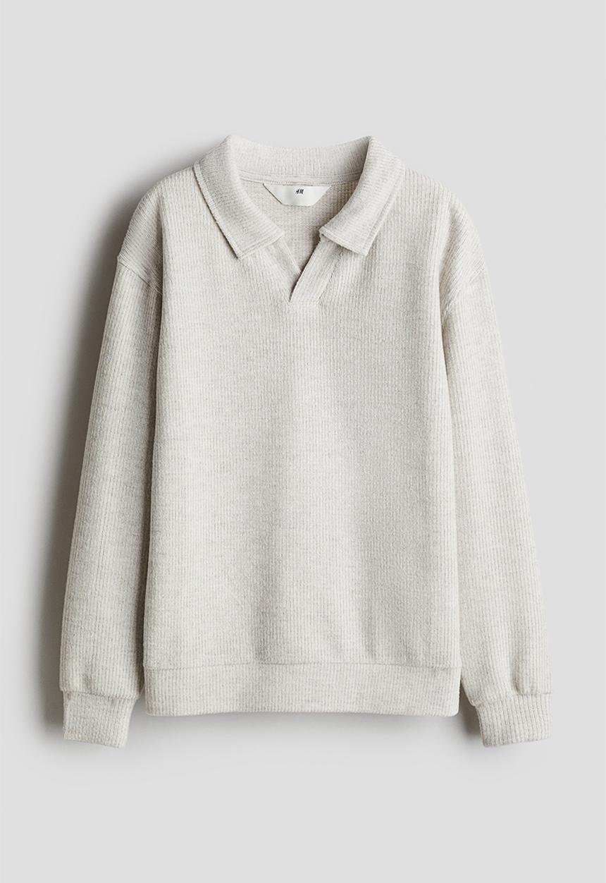 H&M - V-neck polo shirt - light grey