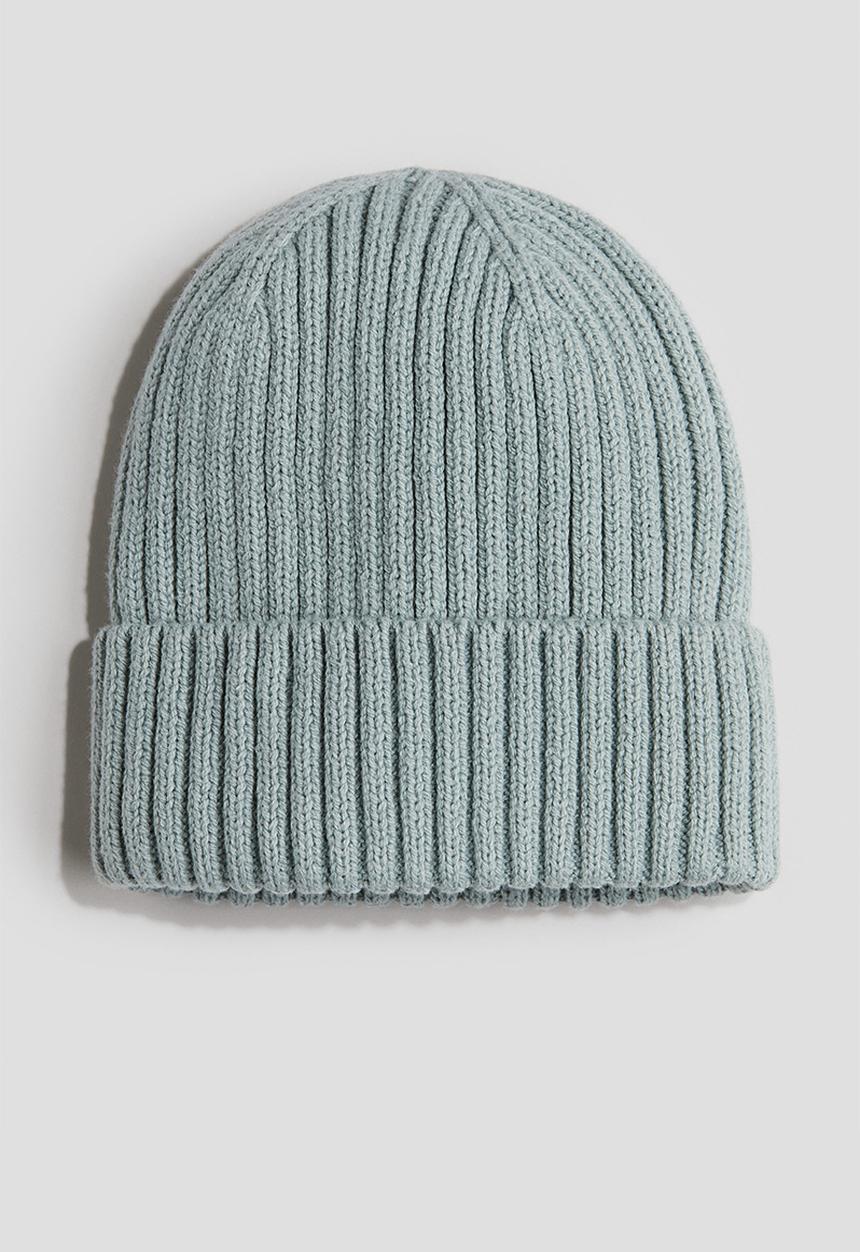 H&M - Rib-knit hat - light turquoise 