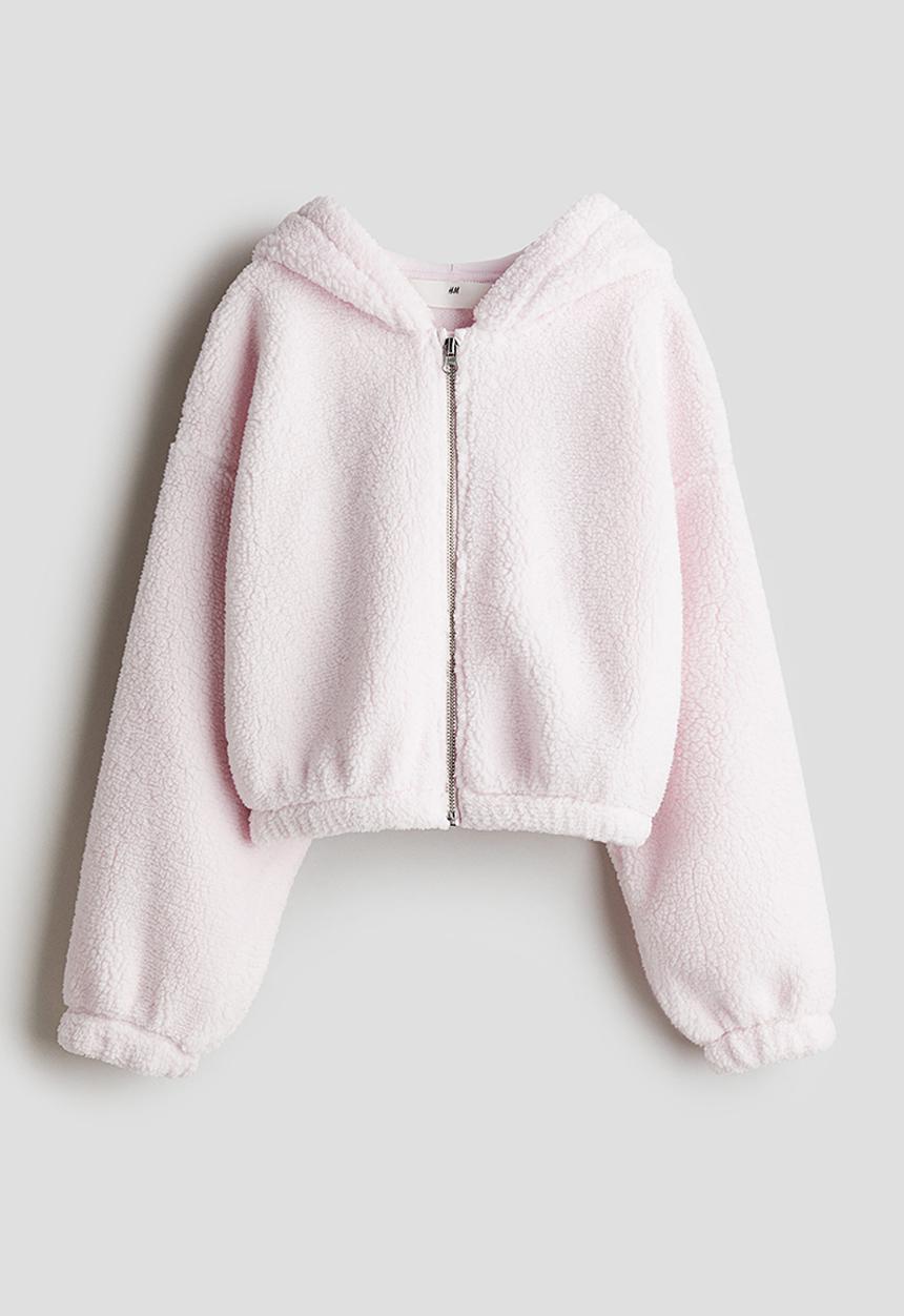 H&M - Teddy zip-through hoodie - light pink