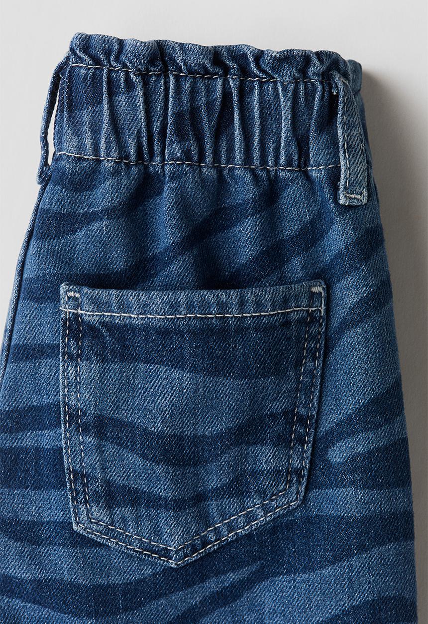 H&M - Patterned wide leg jeans - denim blue zebra-print