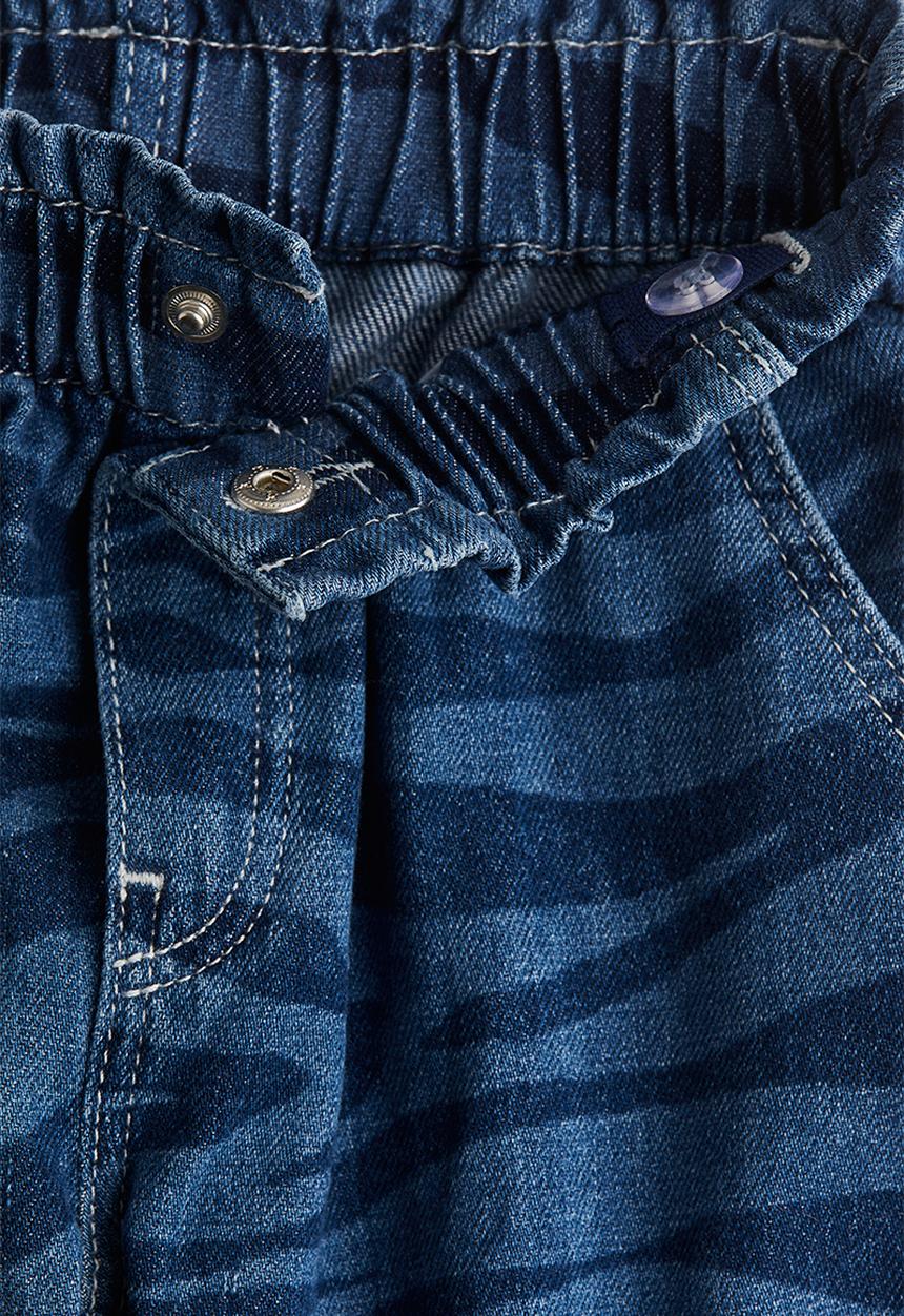 H&M - Patterned wide leg jeans - denim blue zebra-print