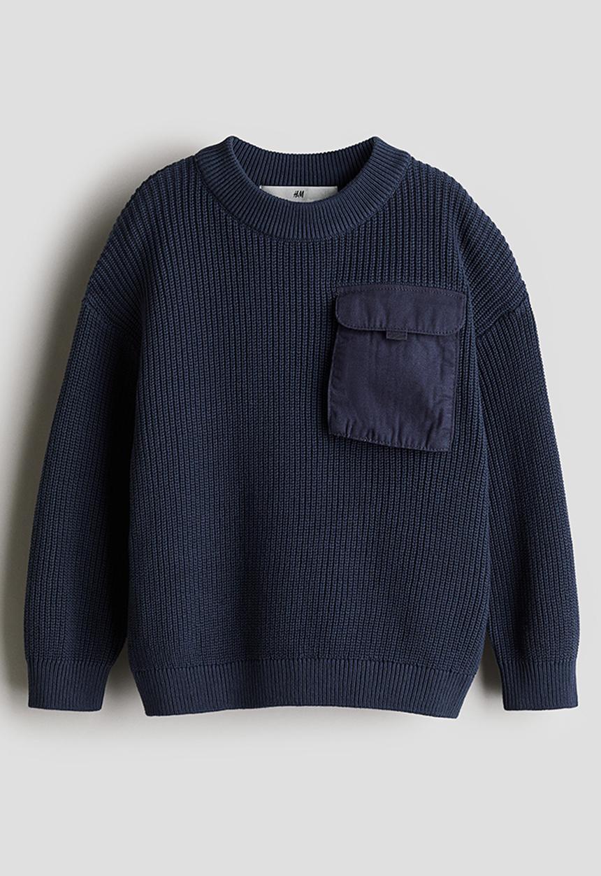 H&M - Flap-pocket jumper - navy blue