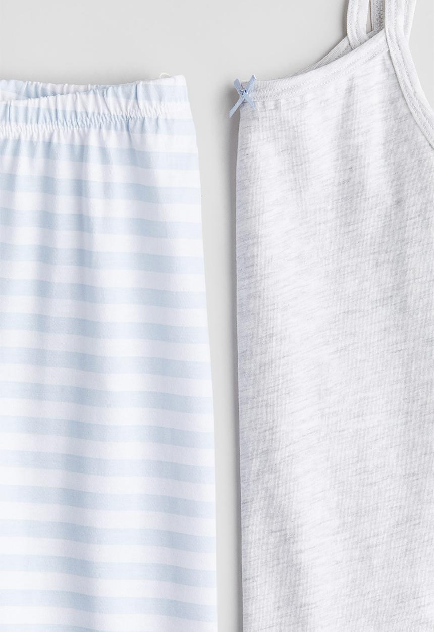 H&M - Cotton jersey pyjamas - light blue & light grey marl