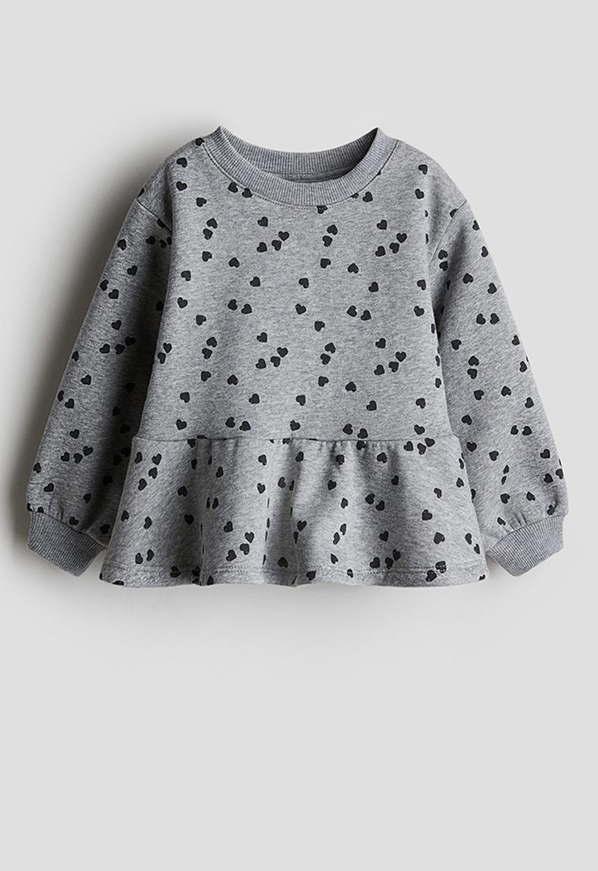 H&M - Peplum sweatshirt - grey hearts